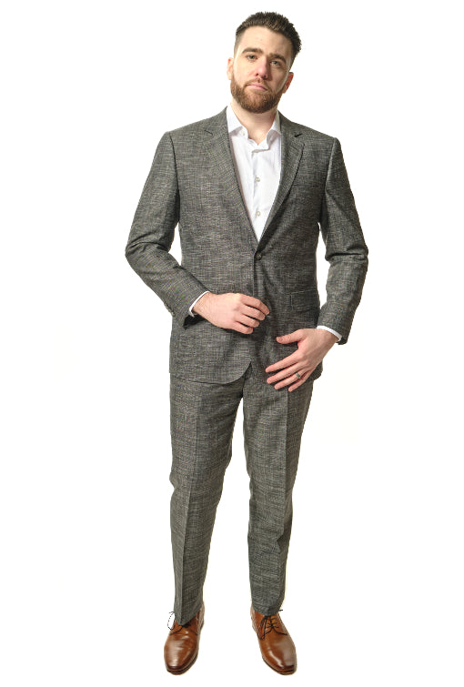 Grey Texture Wool & Spandex Suit-The Suit Spot-Wedding Suits-Wedding Tuxedos-Groomsmen Suits-Groomsmen Tuxedos-Slim Fit Suits-Slim Fit Tuxedos-Online wedding suits