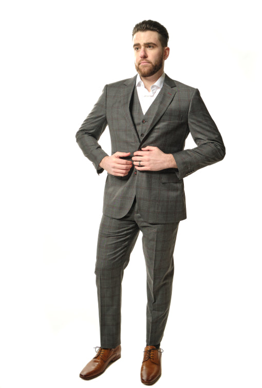 Grey Fashion Super 150's 3-Piece Suit-The Suit Spot-Wedding Suits-Wedding Tuxedos-Groomsmen Suits-Groomsmen Tuxedos-Slim Fit Suits-Slim Fit Tuxedos-Online wedding suits