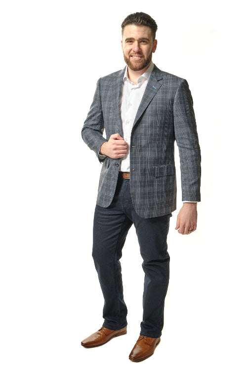 Blue Check Sport Jacket-The Suit Spot-Wedding Suits-Wedding Tuxedos-Groomsmen Suits-Groomsmen Tuxedos-Slim Fit Suits-Slim Fit Tuxedos-Online wedding suits