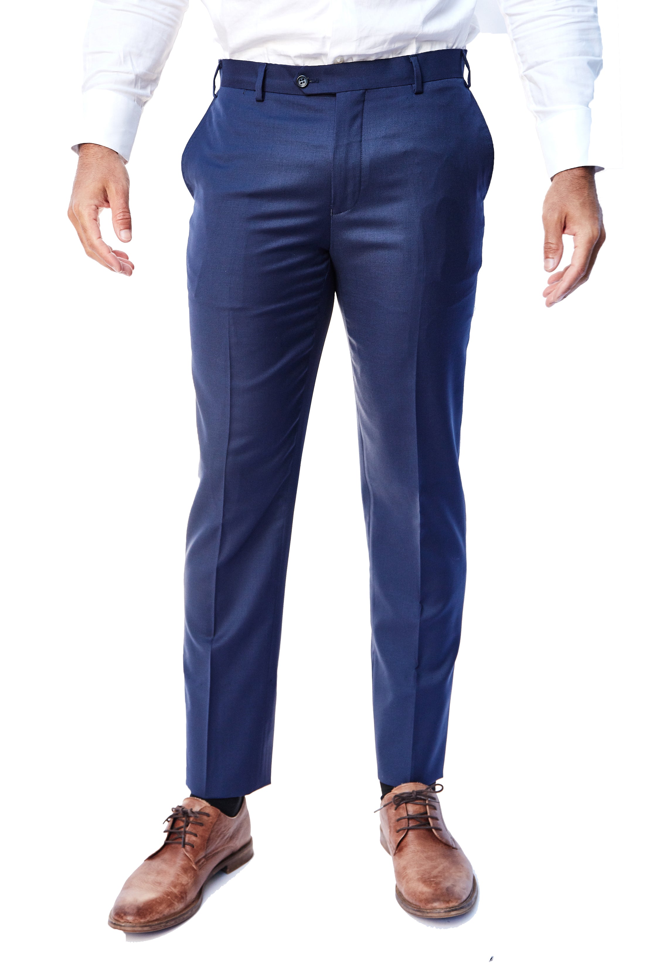 Lars Amadeus Men's Formal Cropped Pants Solid Color Flat Front Skinny Dress Trousers  Navy Blue 32 : Target
