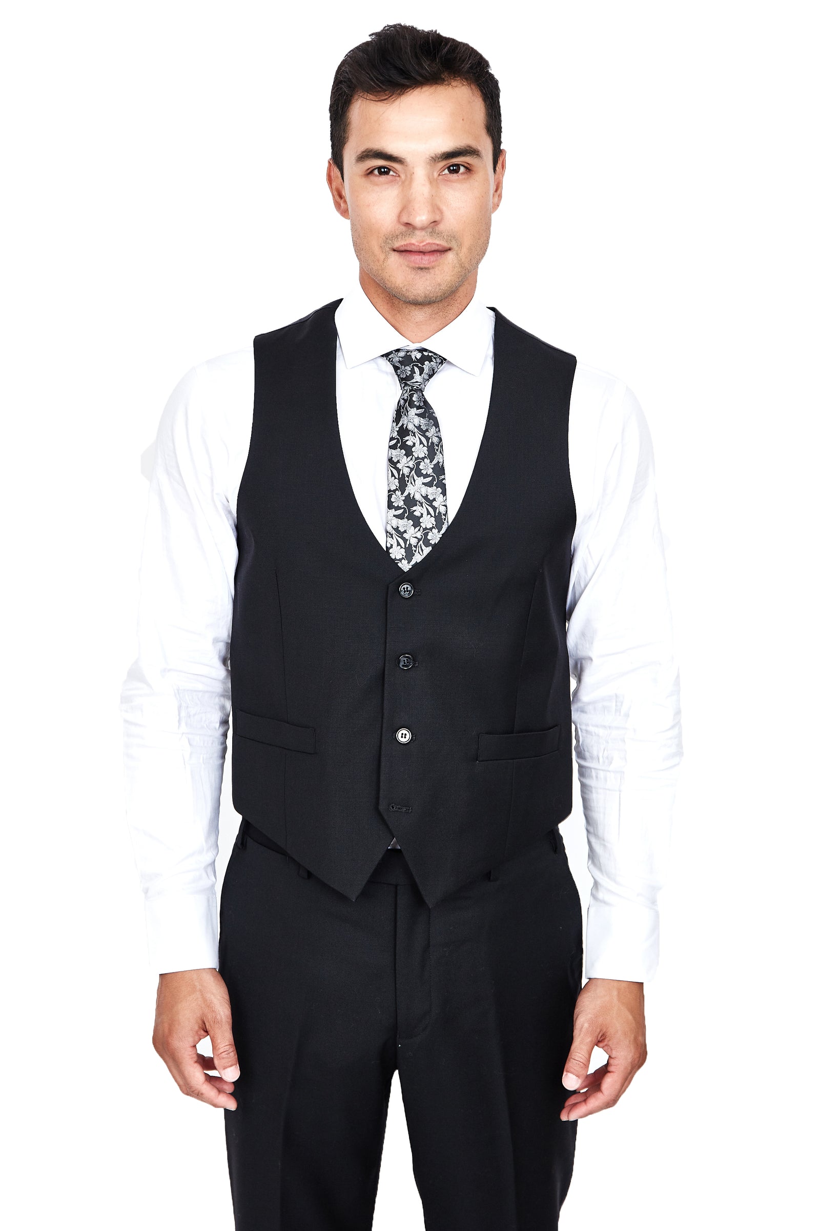 Black Low Cut 100% Wool Vest