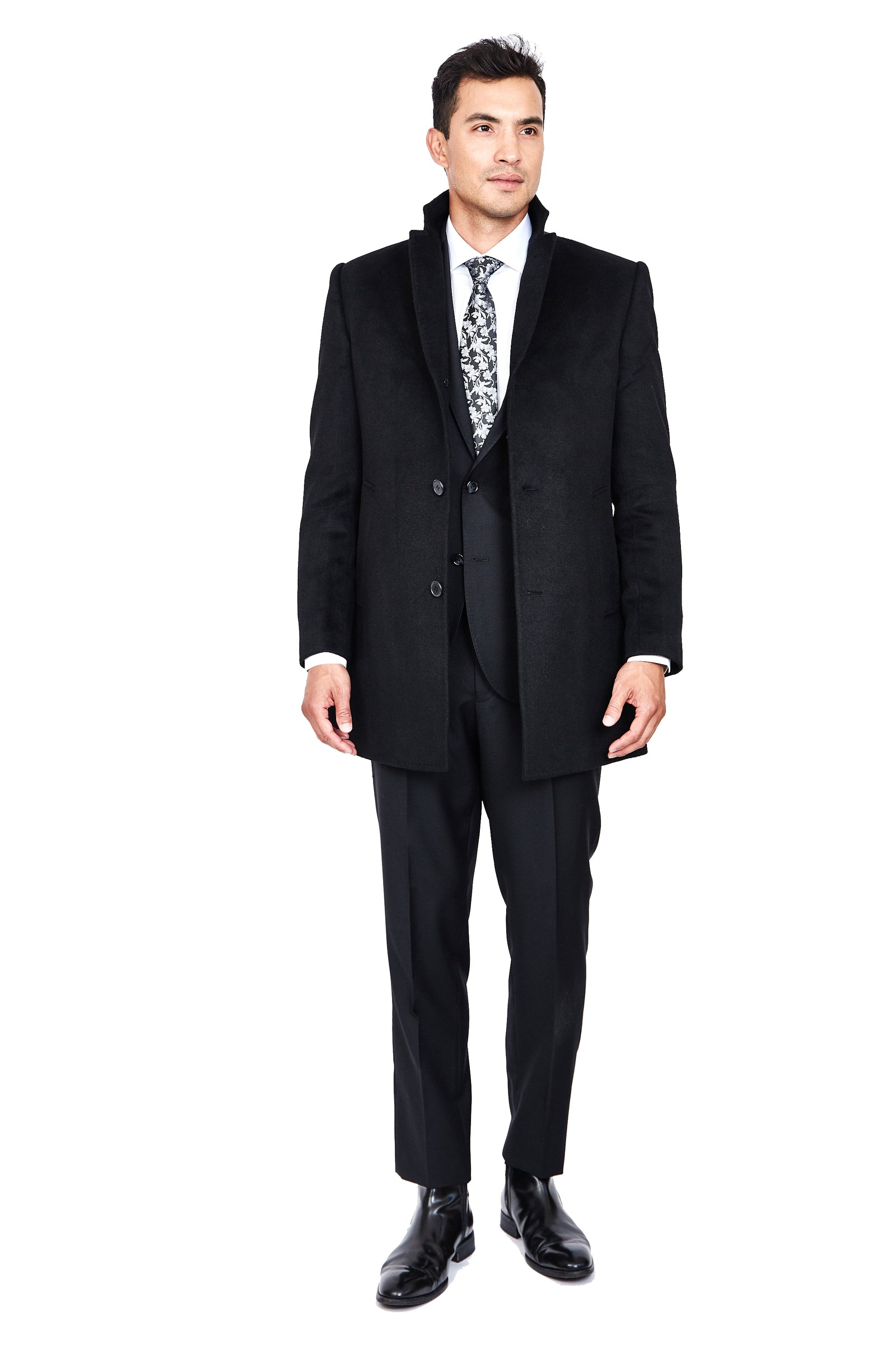 Black Wool & Cashmere Overcoat