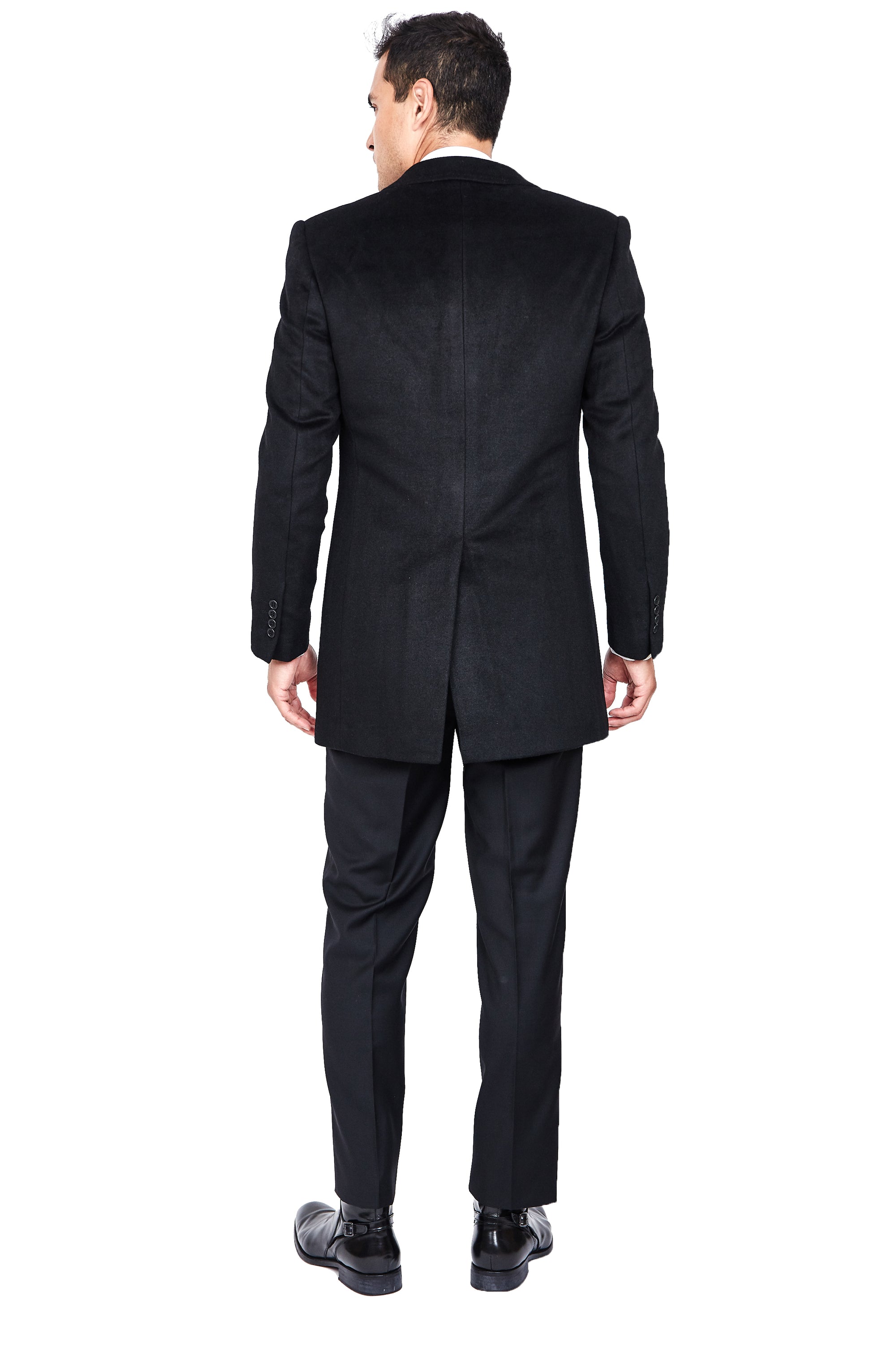 Black Wool &amp; Cashmere Overcoat