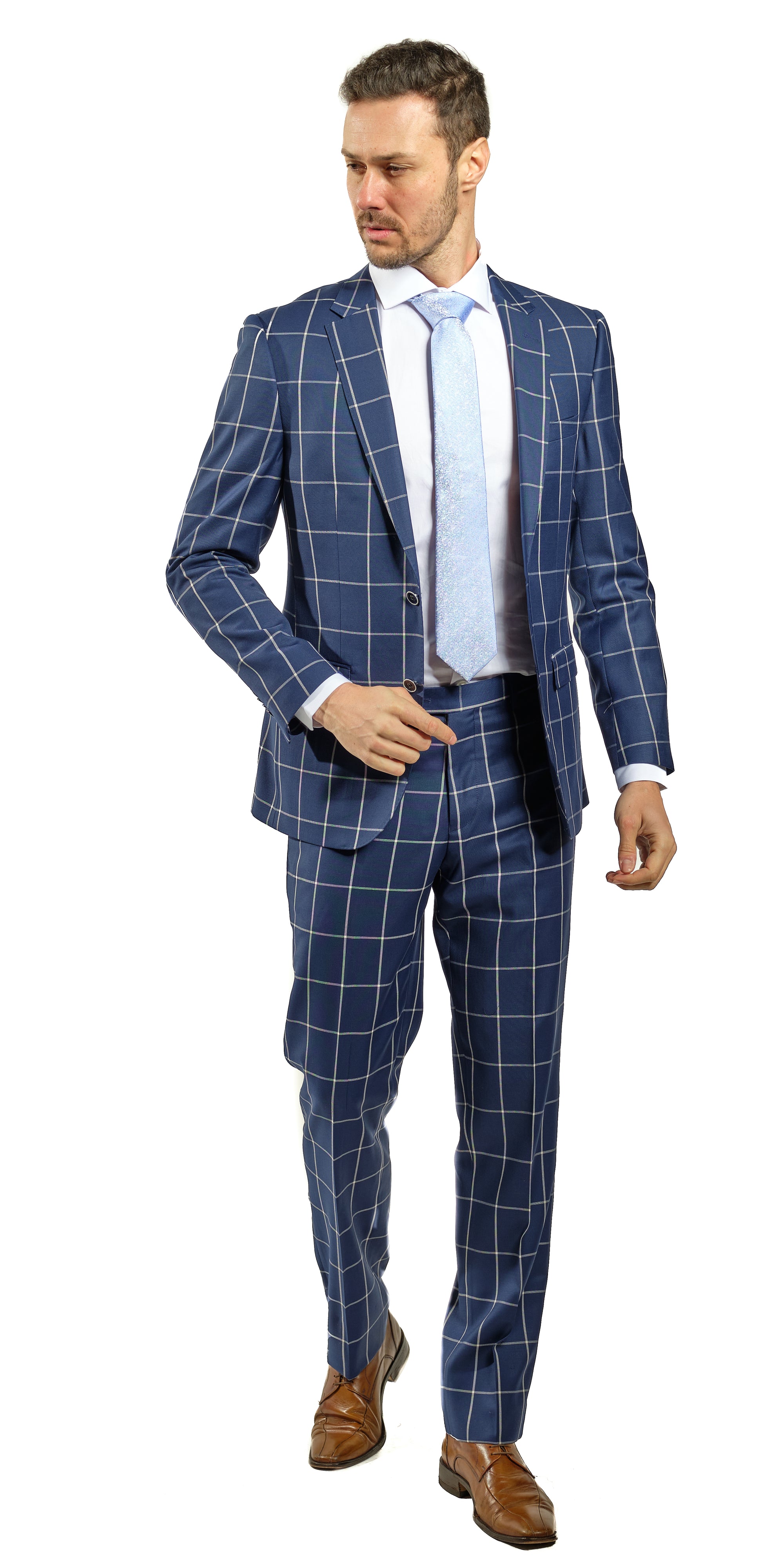 Navy White Bold Windowpane Suit-The Suit Spot-Wedding Suits-Wedding Tuxedos-Groomsmen Suits-Groomsmen Tuxedos-Slim Fit Suits-Slim Fit Tuxedos-Online wedding suits