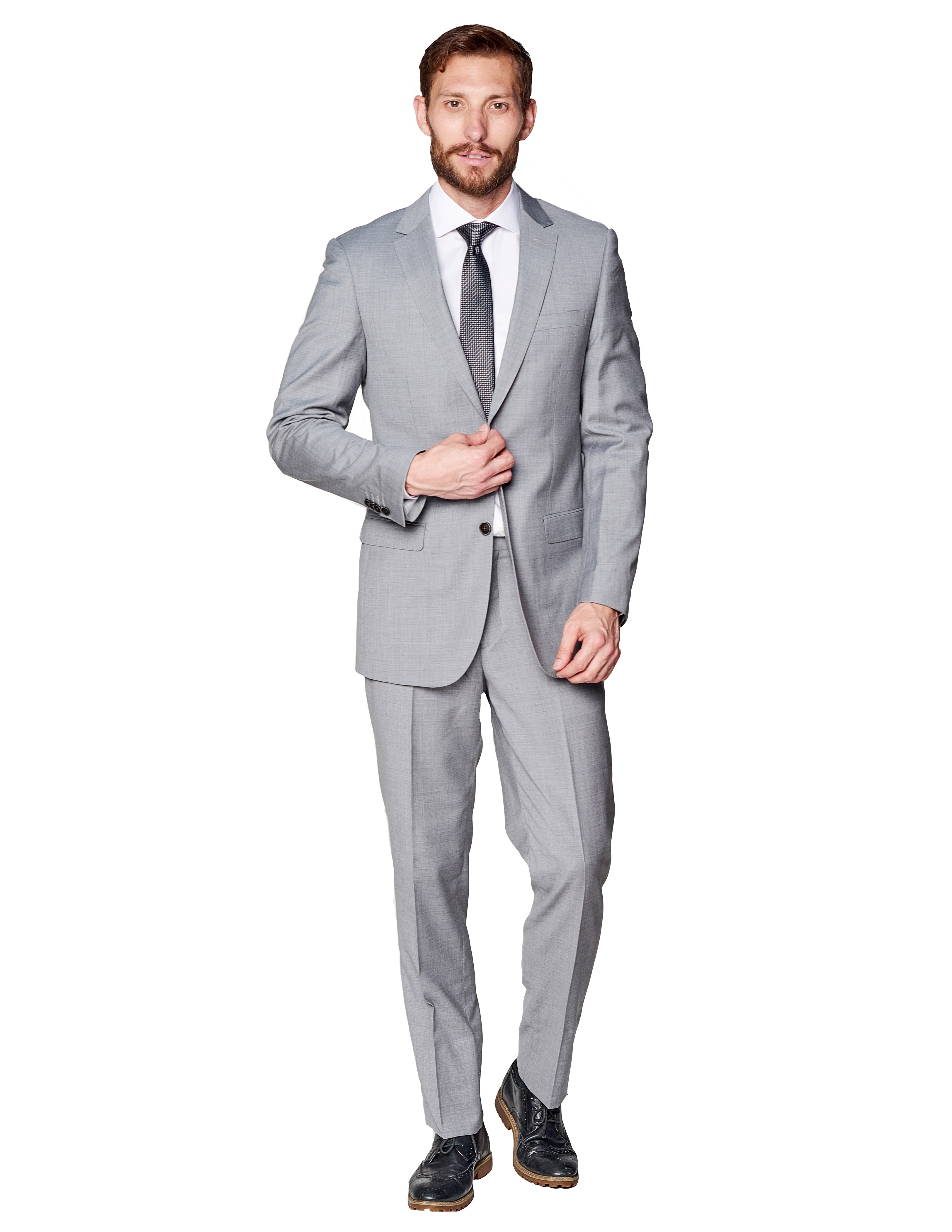 Worsted Light Gray Wool Suit – StudioSuits
