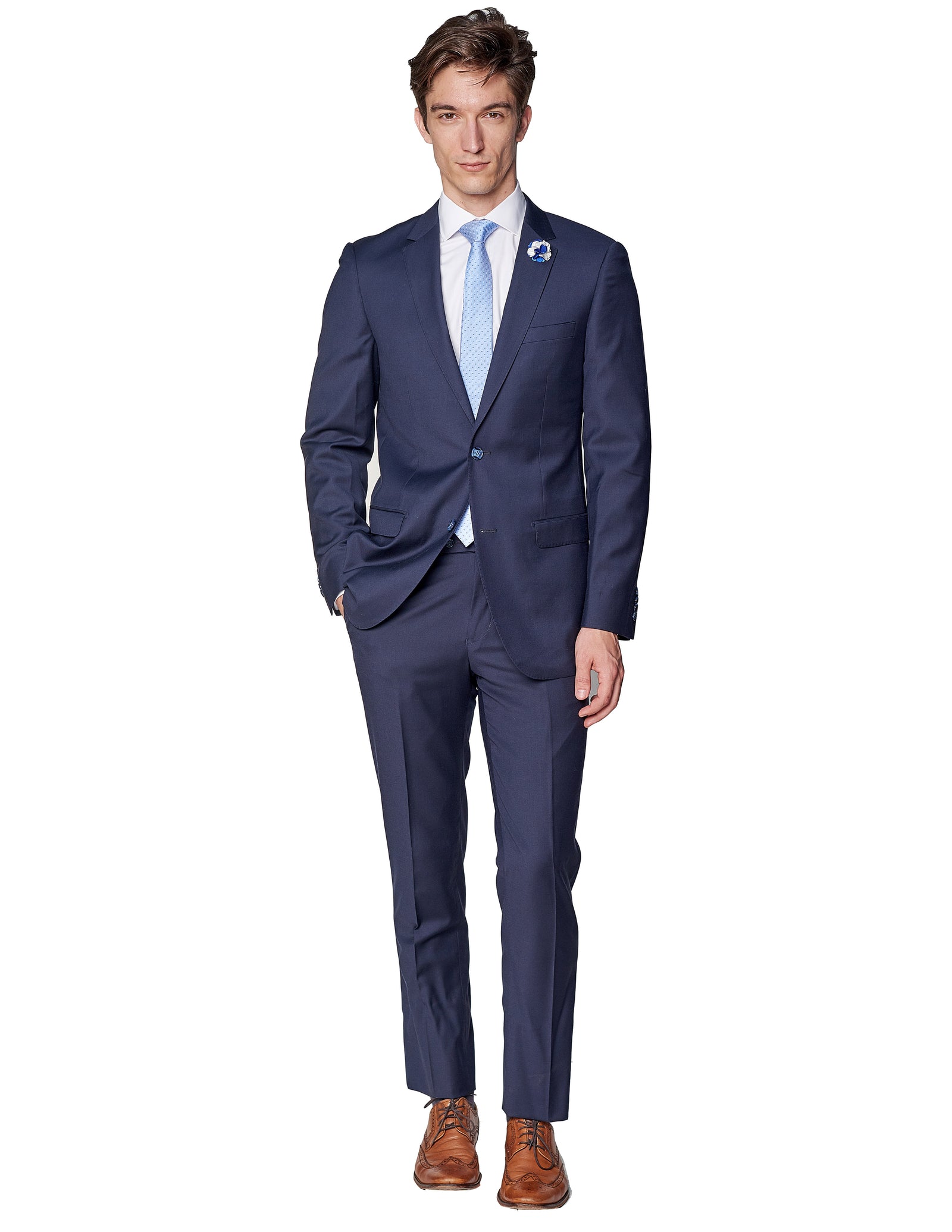 Navy Super 150's Wool Suit-The Suit Spot