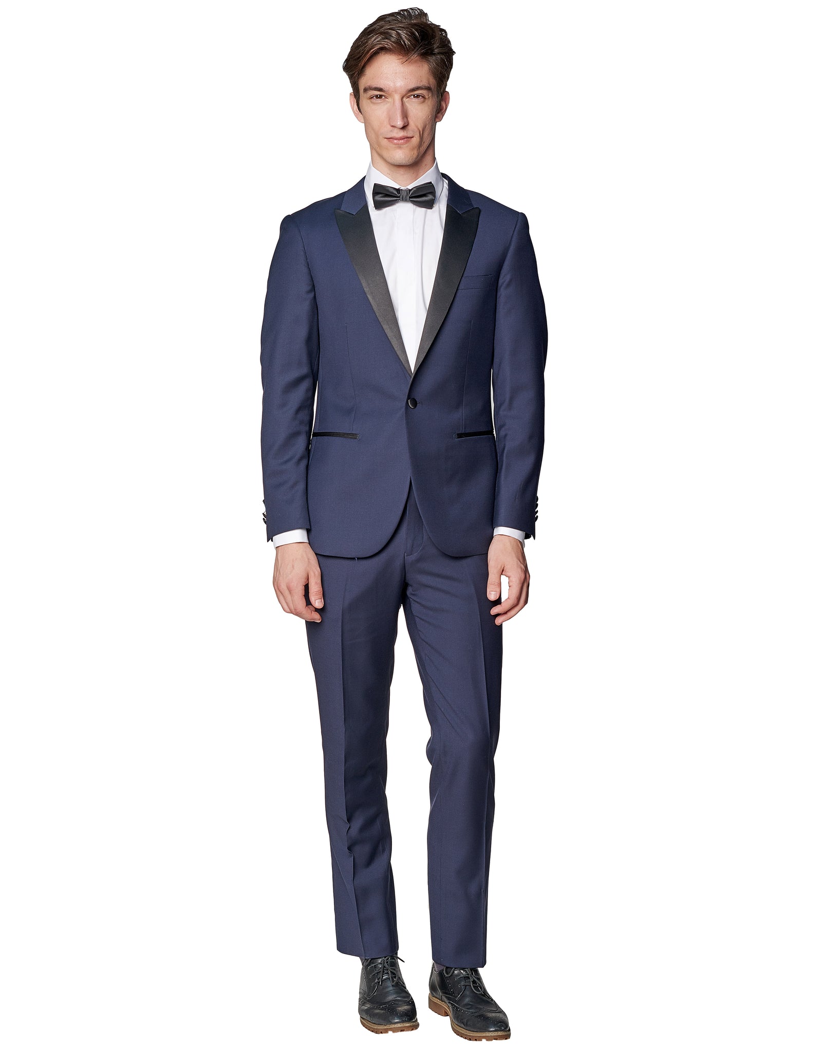 Navy Peak Lapel Wool Tuxedo-The Suit Spot