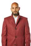 Maroon Red Cashmere &amp; Wool Overcoat