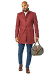 Maroon Red Cashmere &amp; Wool Overcoat