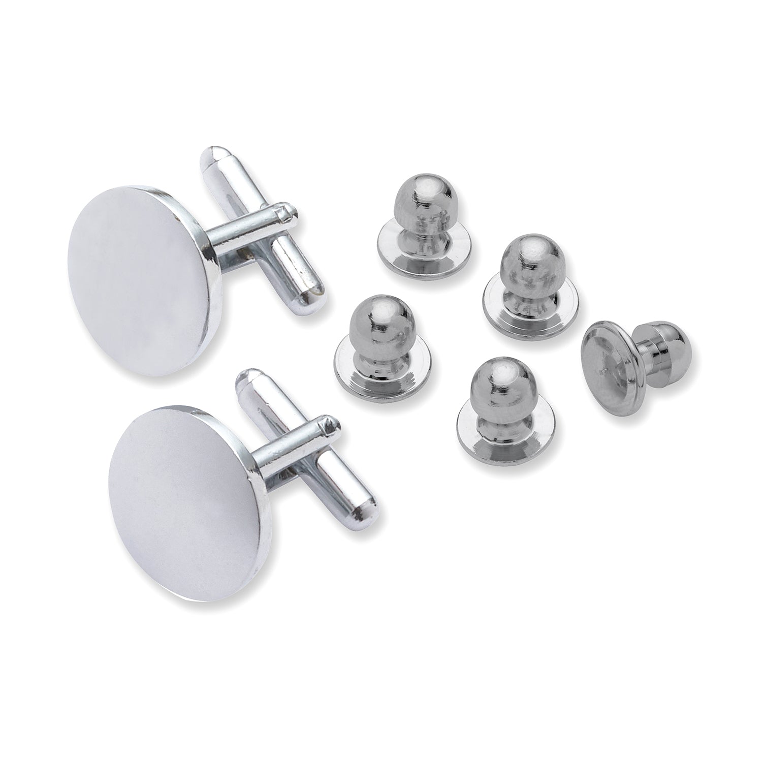 All Silver Cufflink & Stud Set-The Suit Spot-Wedding Suits-Wedding Tuxedos-Groomsmen Suits-Groomsmen Tuxedos-Slim Fit Suits-Slim Fit Tuxedos-Online wedding suits