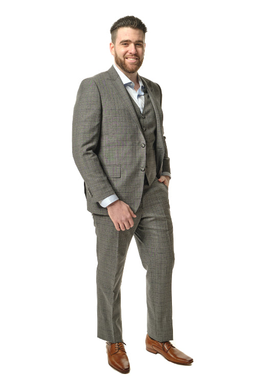 Grey Check 3-Piece Suit-The Suit Spot-Wedding Suits-Wedding Tuxedos-Groomsmen Suits-Groomsmen Tuxedos-Slim Fit Suits-Slim Fit Tuxedos-Online wedding suits