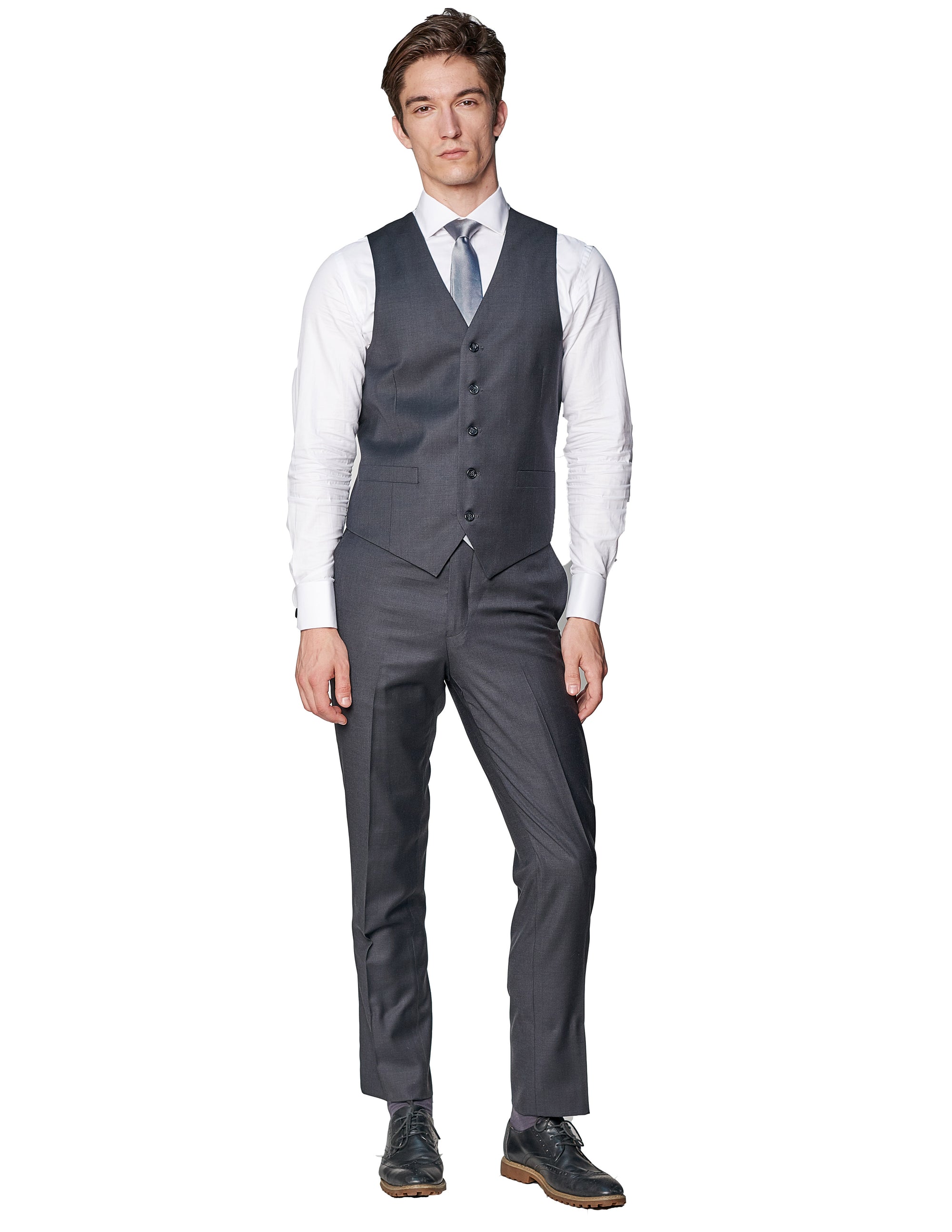Charcoal 100% Wool Vest-The Suit Spot