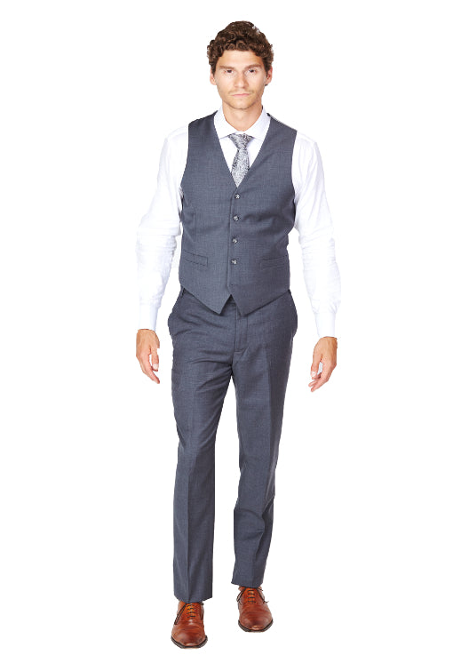 Medium Grey 100% Wool Vest-The Suit Spot